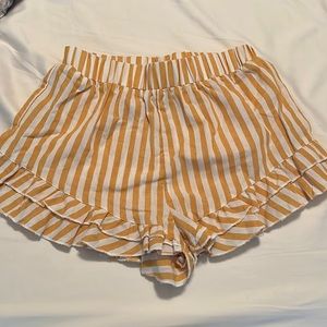 Yellow and White Strip Beach Shorts